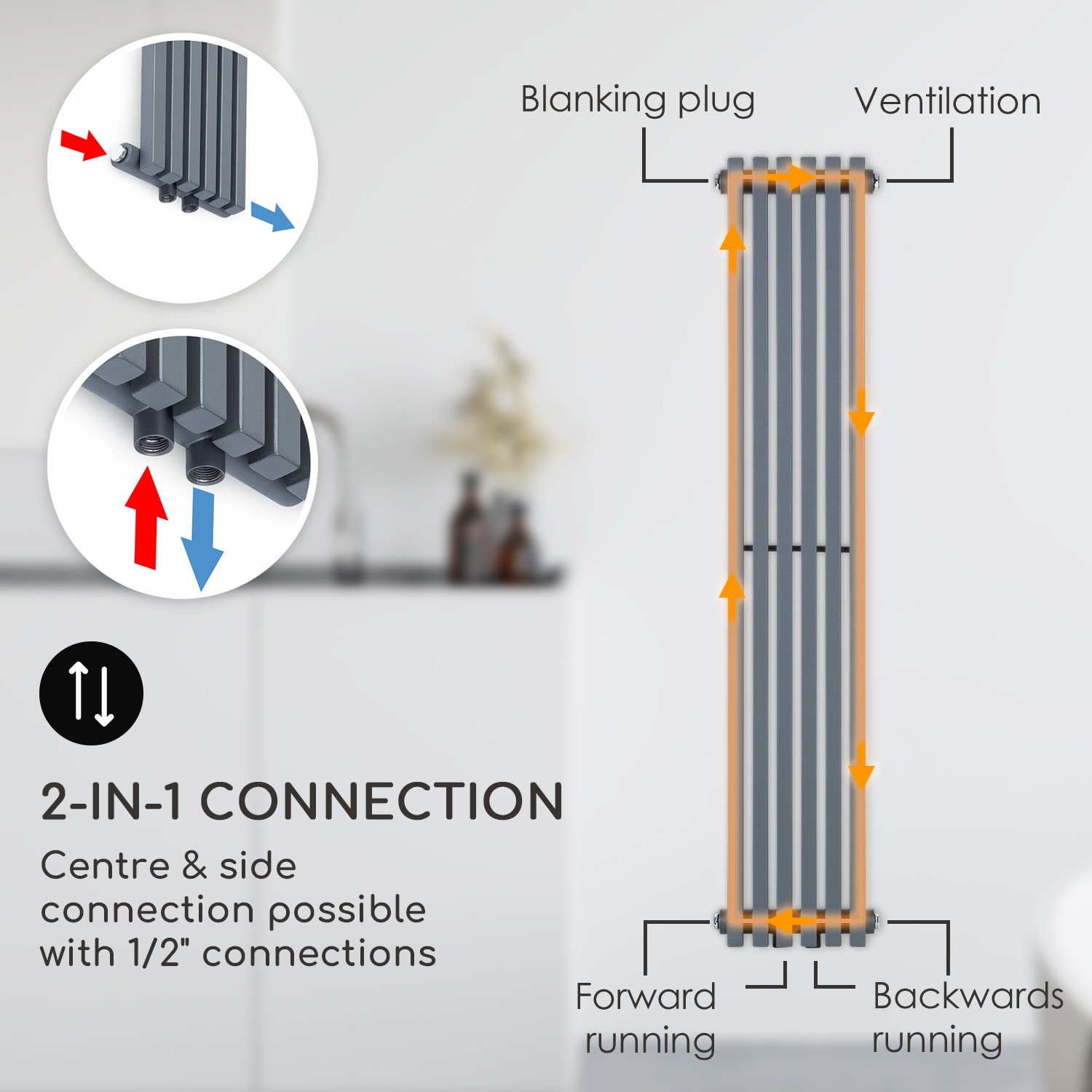 Besoa Delgado, radiátor, 120 x 25, 508 W, teplá voda, 1/2", 4 – 10 m², sivý – Obrázok 4
