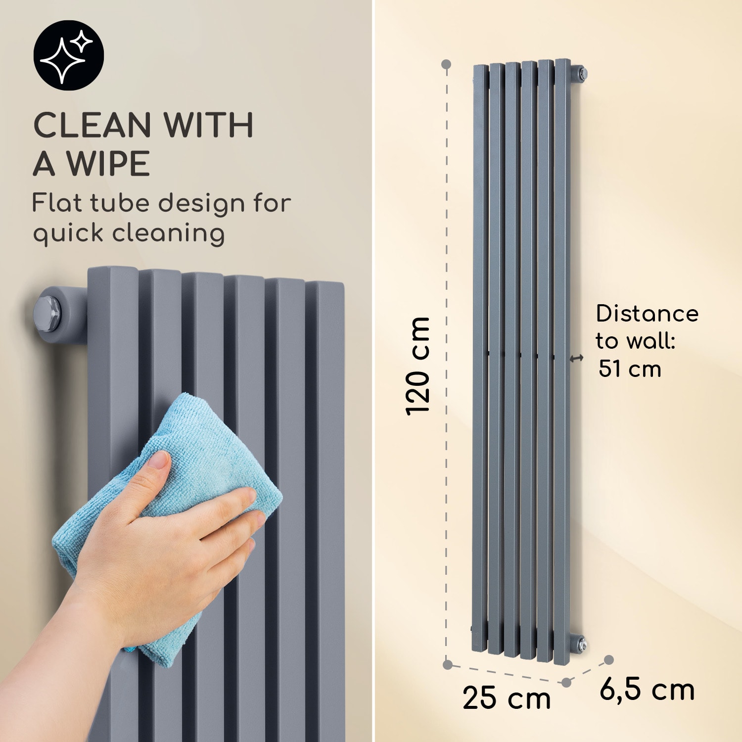 Besoa Delgado, radiátor, 120 x 25, 508 W, teplá voda, 1/2", 4 – 10 m², sivý – Obrázok 5