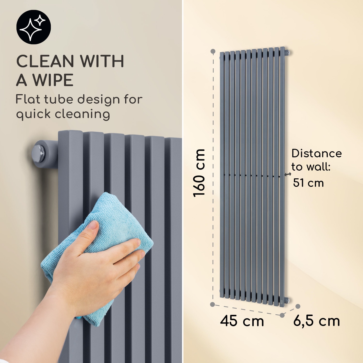 Besoa Delgado, radiátor, 160 x 45, 822 W, teplá voda, 1/2", 8 – 20 m², sivý – Obrázok 5