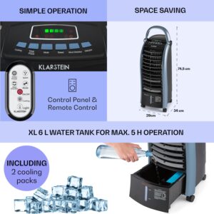 Klarstein Maxfresh, 3 v 1 ochladzovač vzduchu, ventilátor, 65 W, 6 l, diaľkový ovládač, 2 x chladiaci box