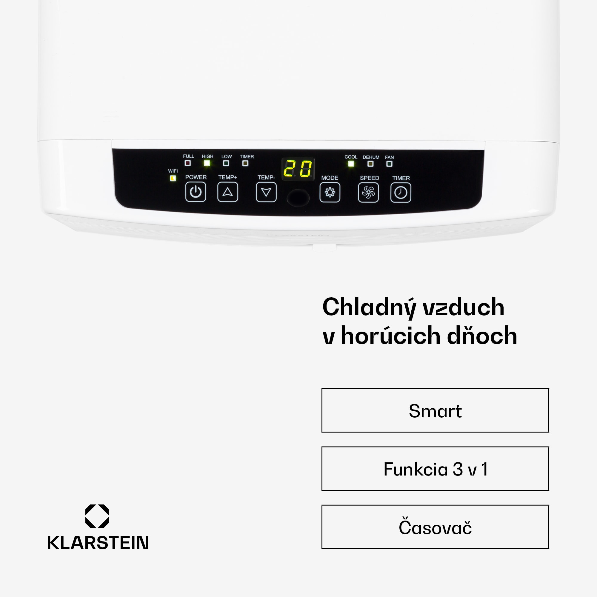 Klarstein Iceblock Ecosmart 7, mobilná klimatizácia 3 v 1, 7 000 BTU, ovládanie cez aplikáciu, biela