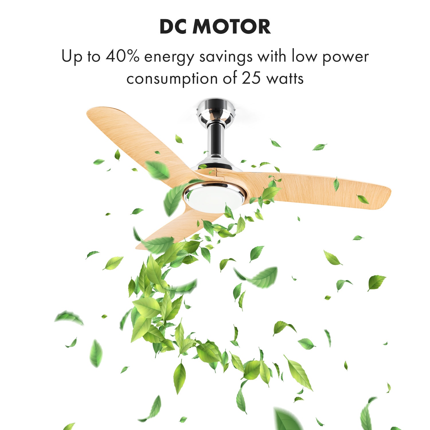 Klarstein Silent Service, stropný ventilátor, Ø: 128 cm, výkon: 25 W, drevený vzhľad – Obrázok 2