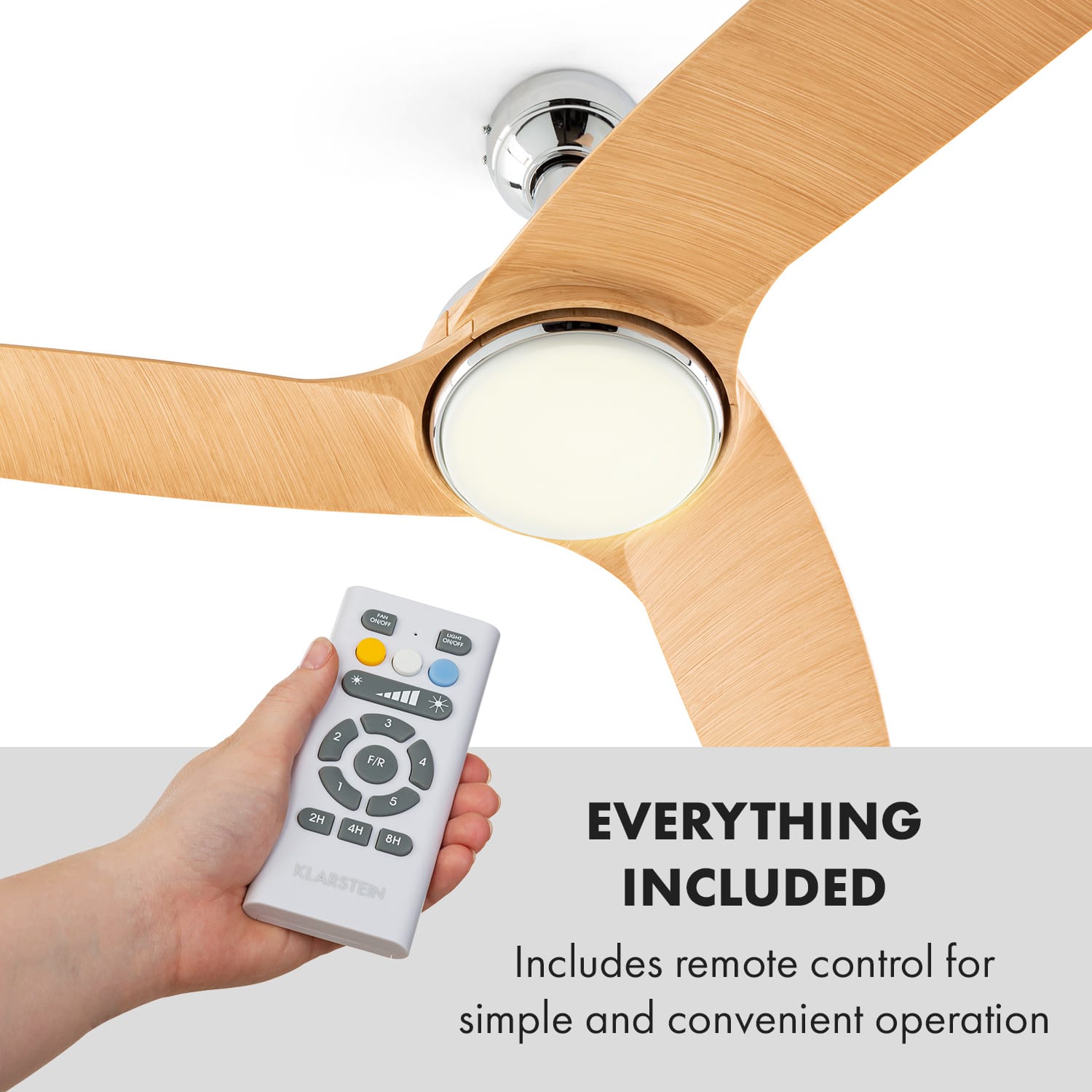 Klarstein Silent Service, stropný ventilátor, Ø: 128 cm, výkon: 25 W, drevený vzhľad – Obrázok 3