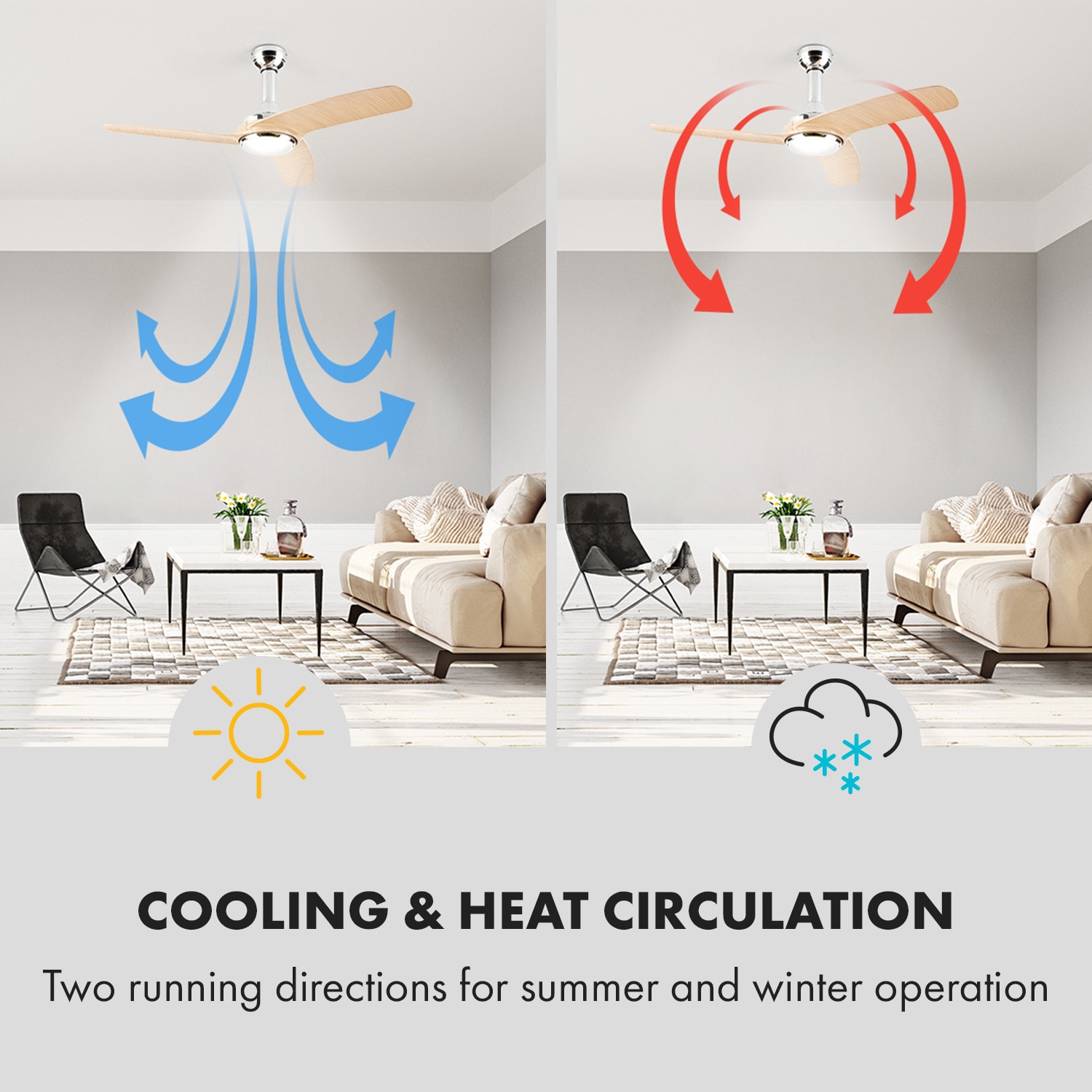 Klarstein Silent Service, stropný ventilátor, Ø: 128 cm, výkon: 25 W, drevený vzhľad – Obrázok 4