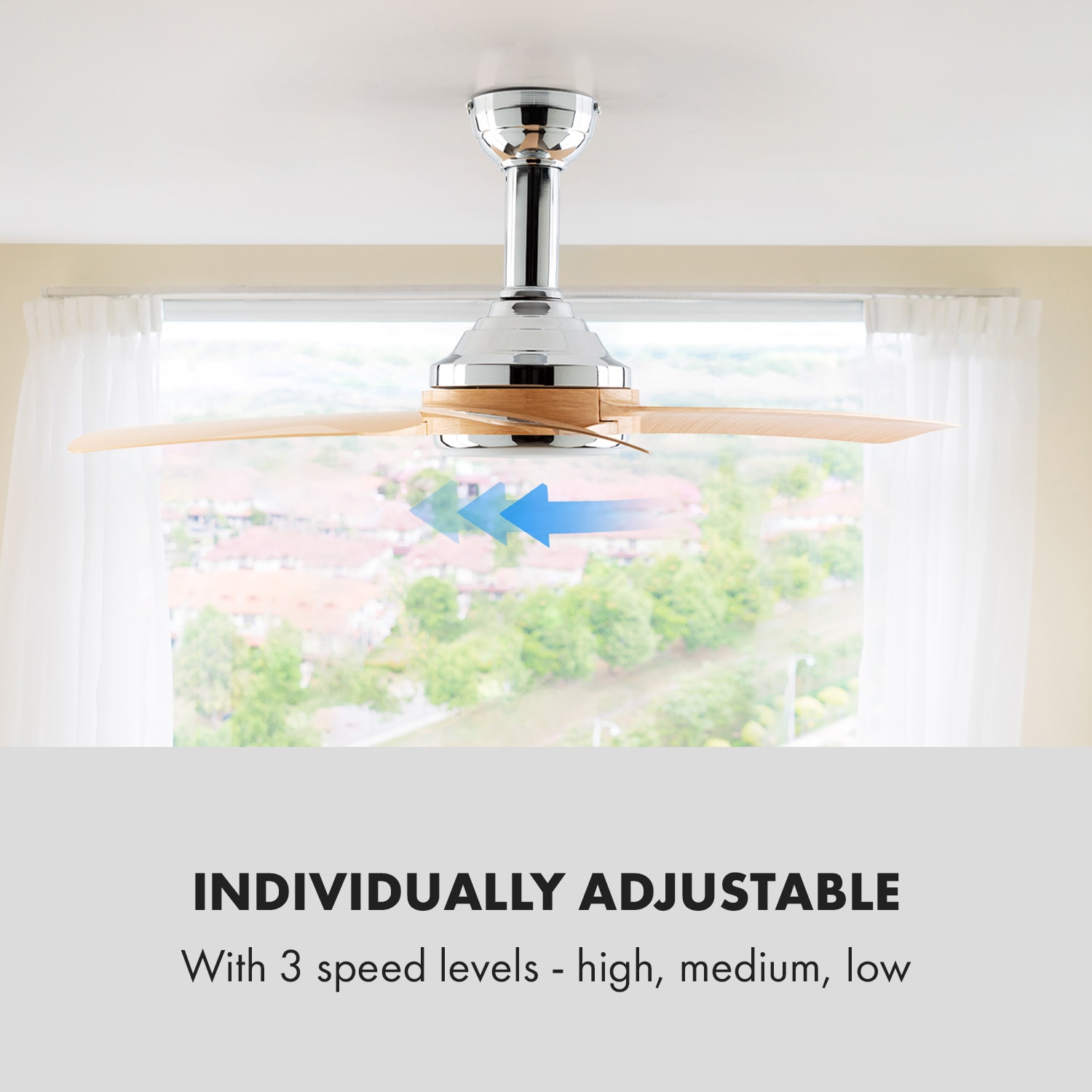 Klarstein Silent Service, stropný ventilátor, Ø: 128 cm, výkon: 25 W, drevený vzhľad – Obrázok 5