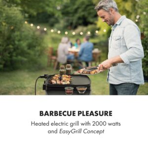 Klarstein Gatsby, elektrický gril, 2000 W, nepriľnavá grilovacia plocha, bočné stolíky, čierny