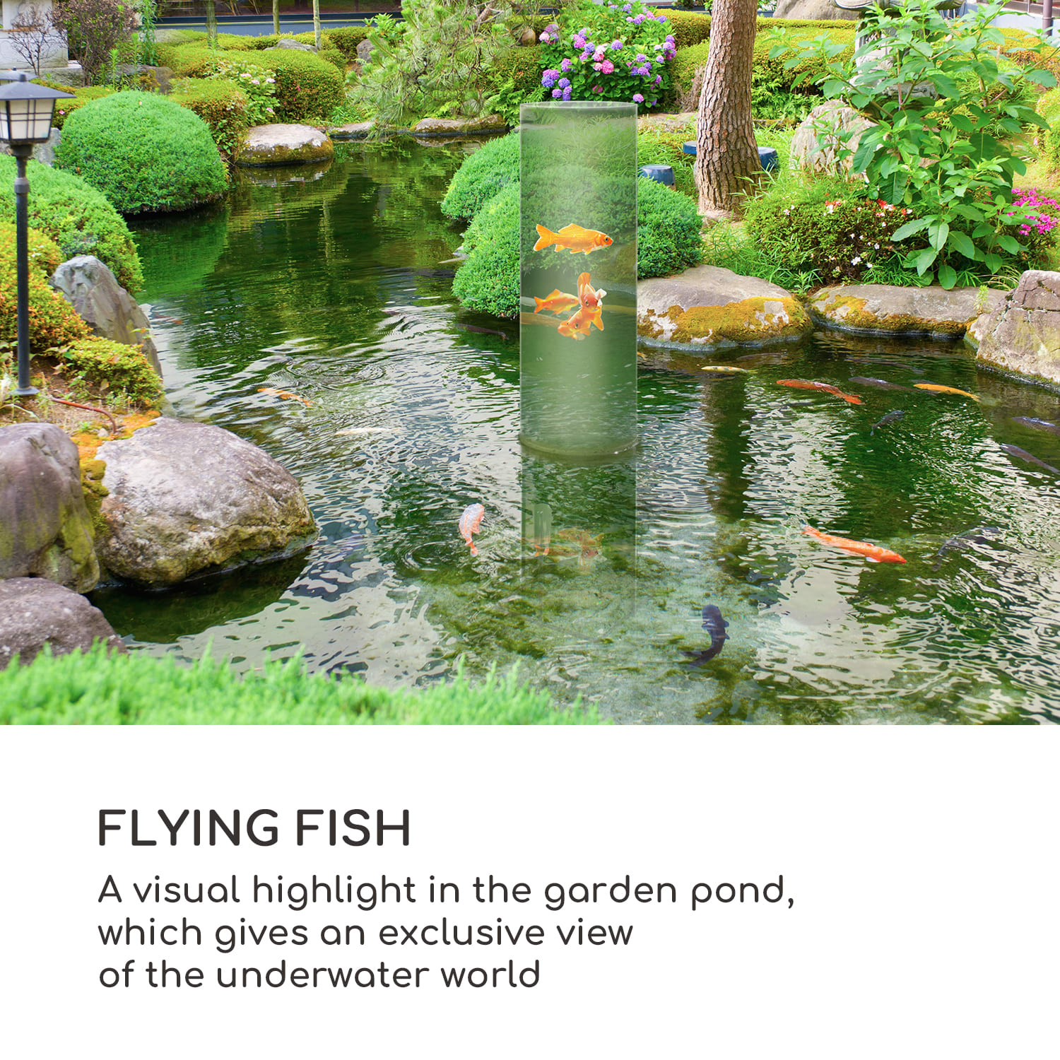 Blumfeldt Skydive 100, pozorovateľňa rýb, 100 cm, Ø 20 cm, akryl, kov, transparentná