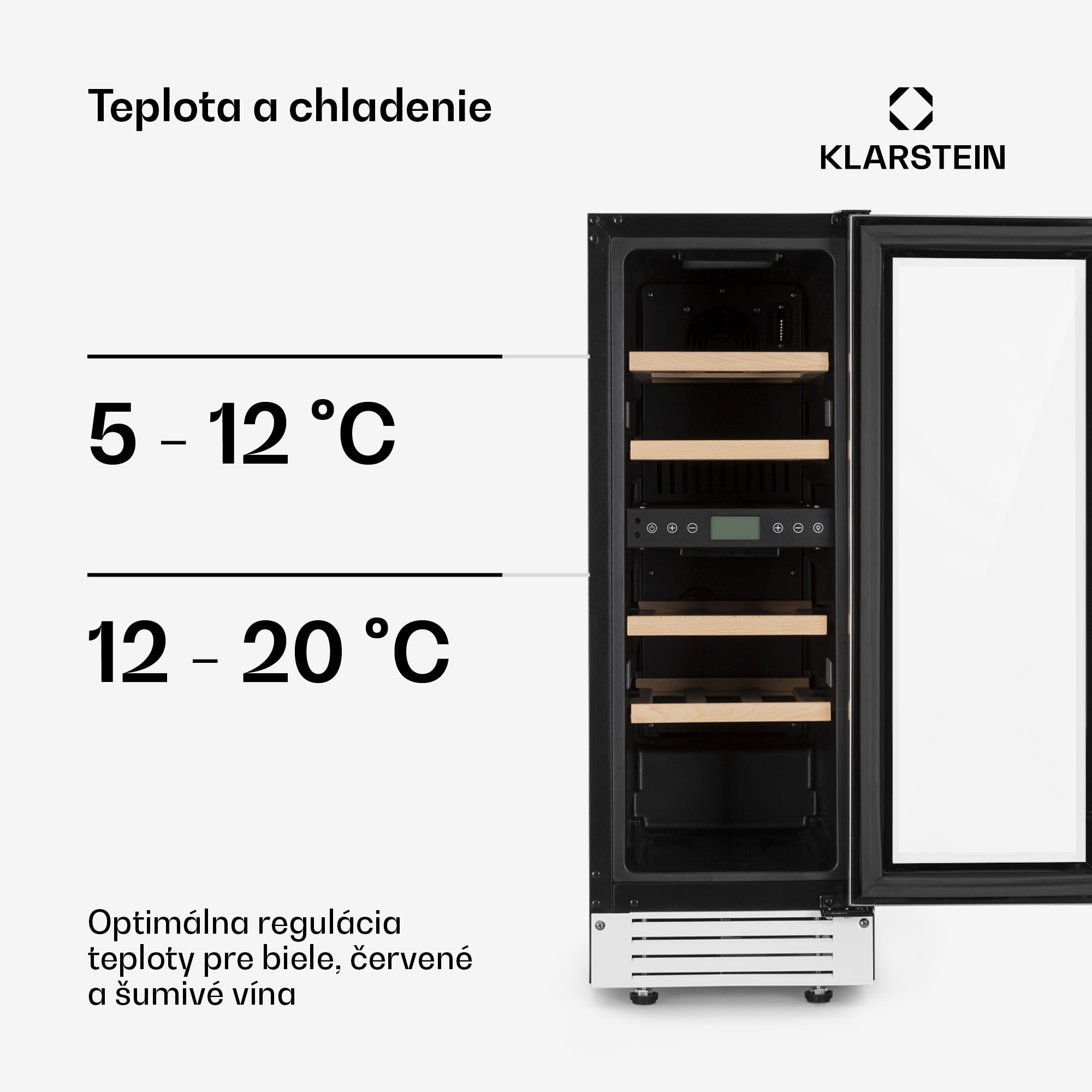 Klarstein Vinovilla 17, dvojzónová vinotéka, 53 l, 17 fliaš, 3-farebné LED osvetlenie, biela – Obrázok 3