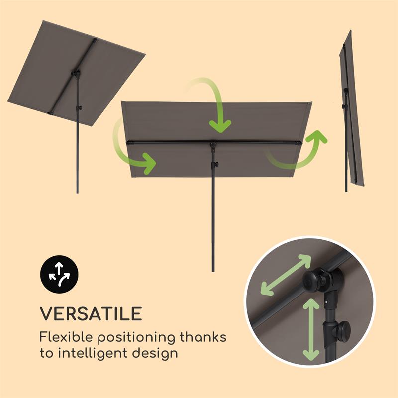 Blumfeldt Flex-Shade L, slnečník, 130 x 180 cm, polyester, UV 50, tmavosivý – Obrázok 2