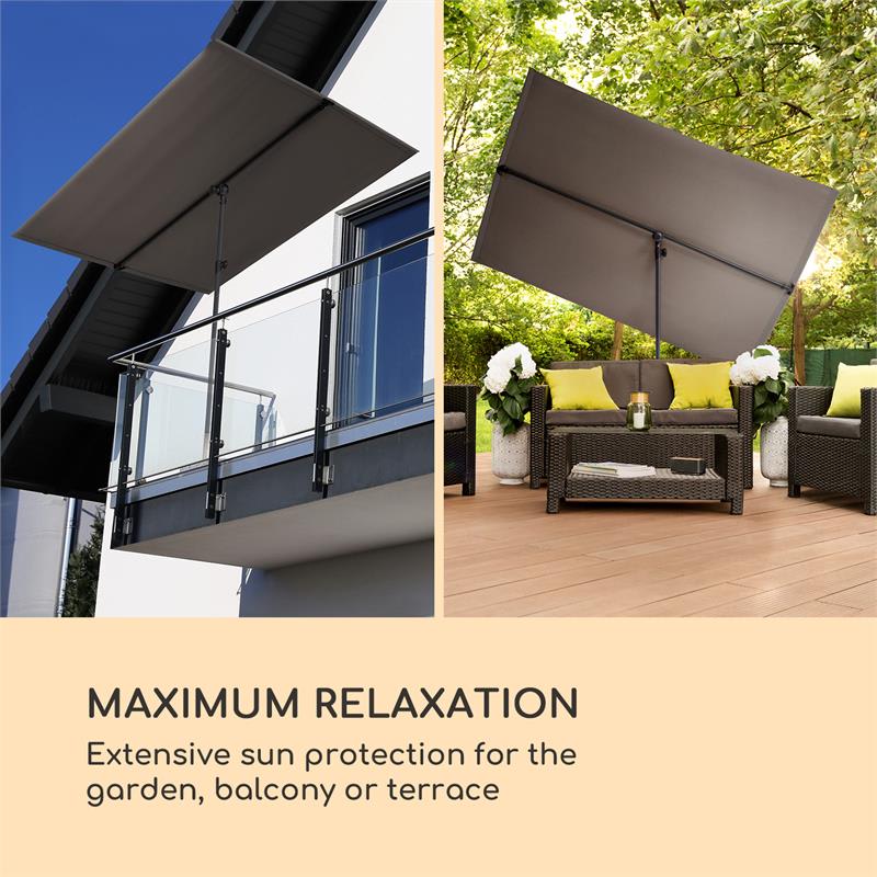 Blumfeldt Flex-Shade XL, slnečník, 150 x 210 cm, polyester, UV 50, tmavosivý