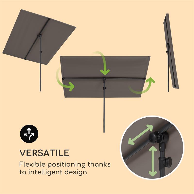 Blumfeldt Flex-Shade XL, slnečník, 150 x 210 cm, polyester, UV 50, tmavosivý – Obrázok 2