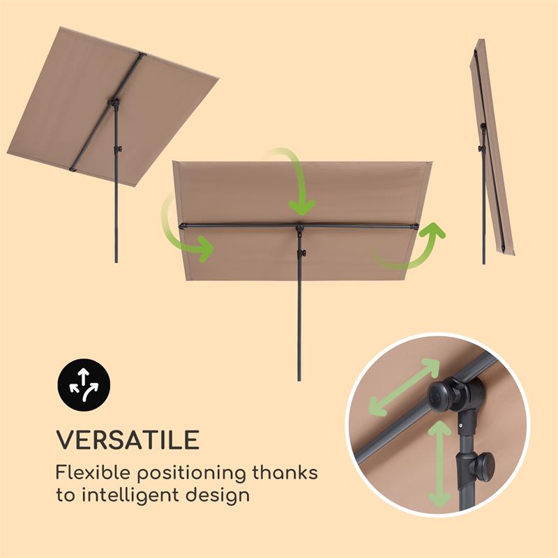 Blumfeldt Flex-Shade XL, slnečník, 150 x 210 cm, polyester, UV 50, sivohnedý – Obrázok 2