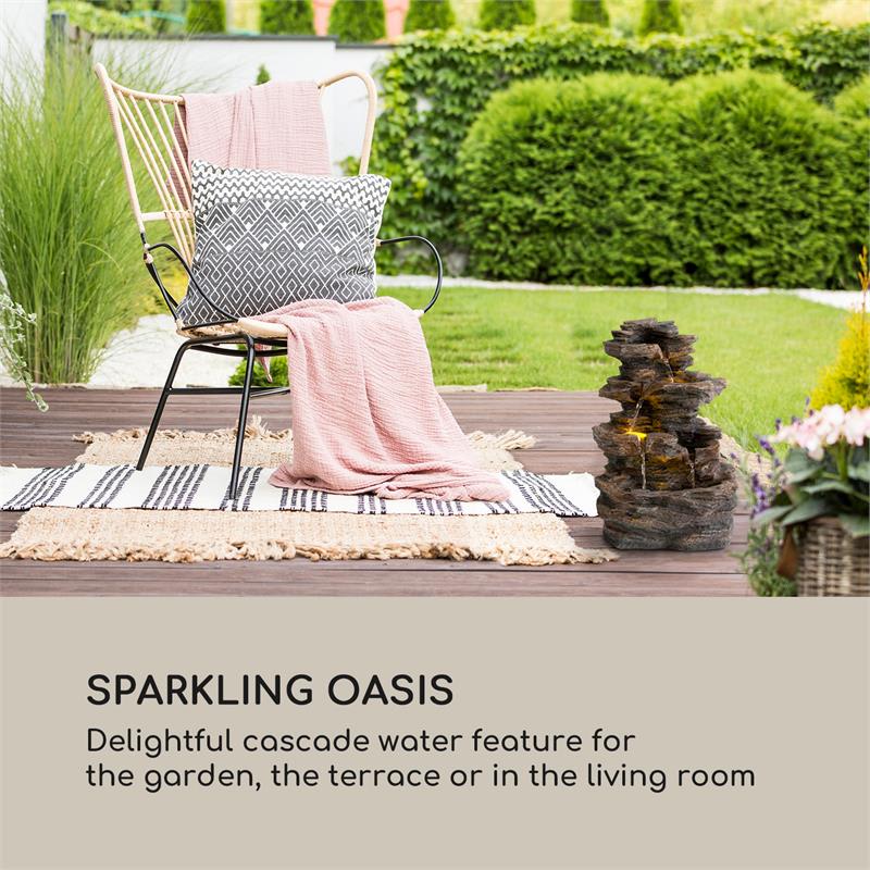 Blumfeldt Messina, kaskádová fontána, solárna fontána, záhradná fontána, 4 úrovne, akumulátor – Obrázok 2