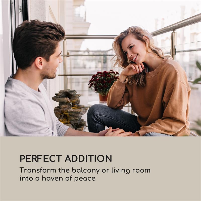 Blumfeldt Messina, kaskádová fontána, solárna fontána, záhradná fontána, 4 úrovne, akumulátor – Obrázok 5