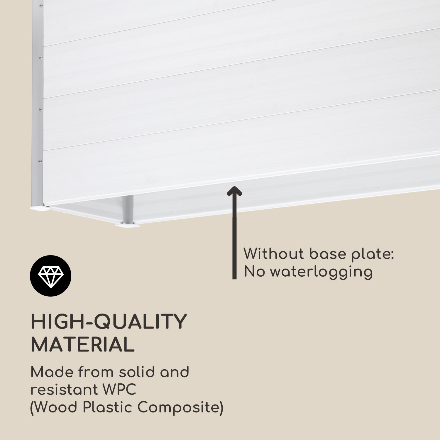 Blumfeldt Nova Grow, záhradný záhon, 195 x 91 x 50 cm, WPC, drevený vzhľad, biely – Obrázok 3