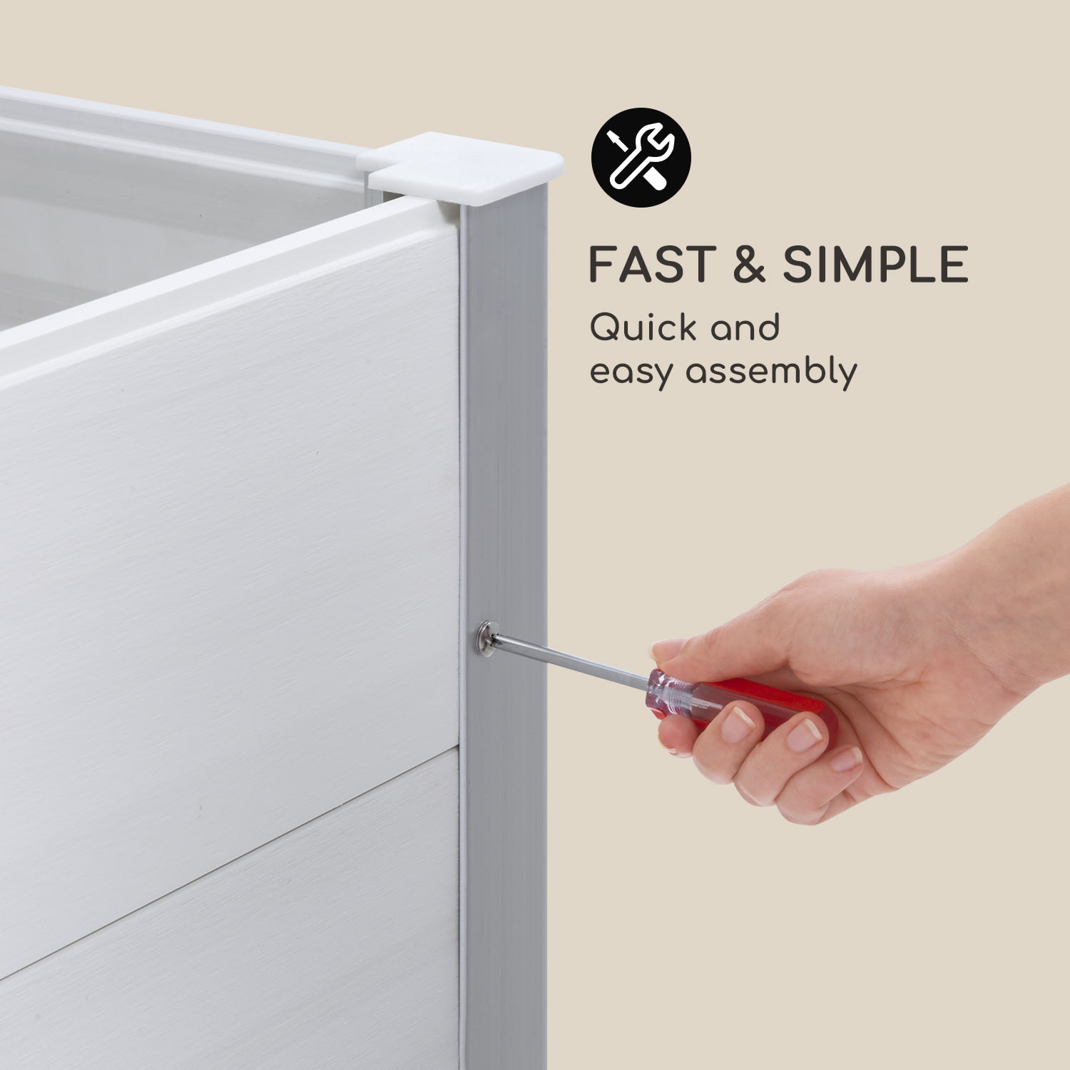 Blumfeldt Nova Grow, záhradný záhon, 195 x 91 x 50 cm, WPC, drevený vzhľad, biely – Obrázok 5