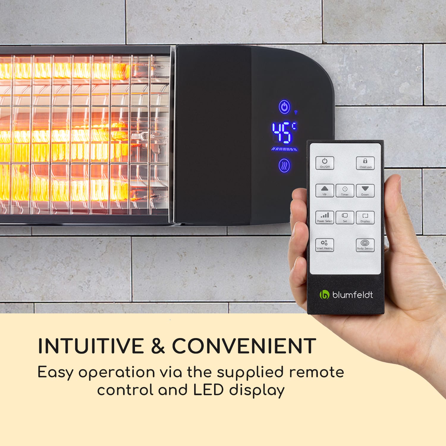 Blumfeldt Smartwave, infračervený ohrievač, 2400 W, WiFi, ovládanie cez aplikáciu, čierny – Obrázok 3