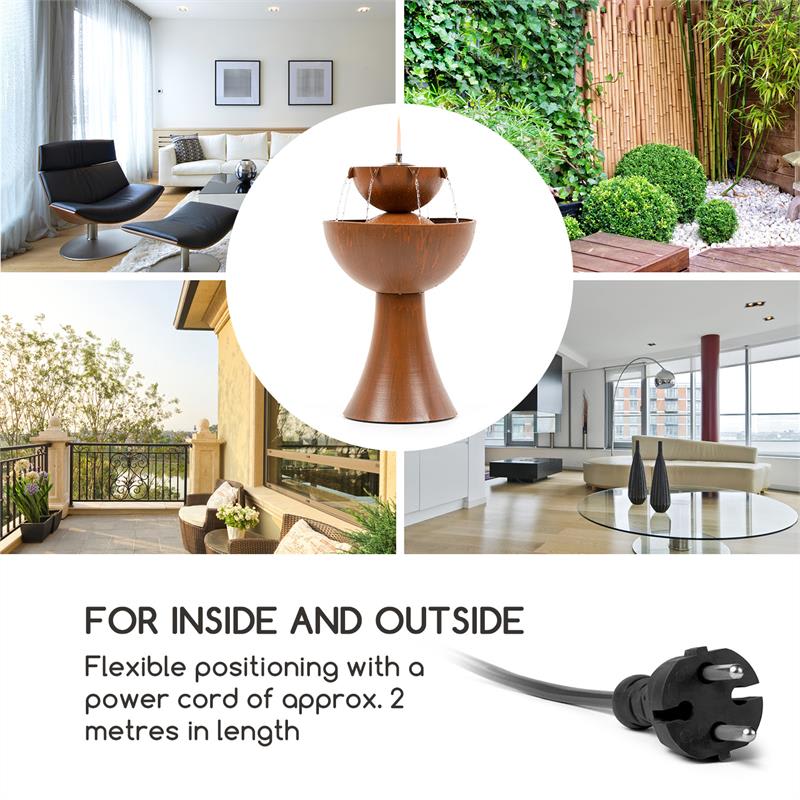 Blumfeldt Hadrian, záhradná fontána s olejovou lampou, 8 W, pozinkovaný kov, hrdzavá farba – Obrázok 4