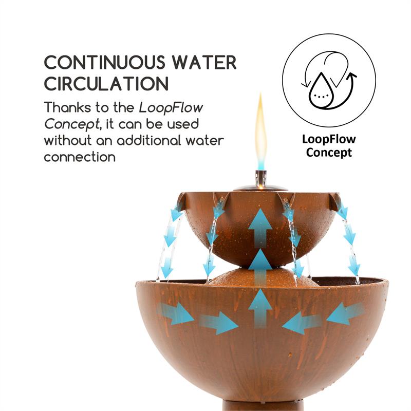 Blumfeldt Hadrian, záhradná fontána s olejovou lampou, 8 W, pozinkovaný kov, hrdzavá farba – Obrázok 5