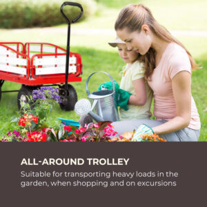 Waldbeck Ventura, ručný vozík, maximálna záťaž 300 kg, oceľ, WPC, červený