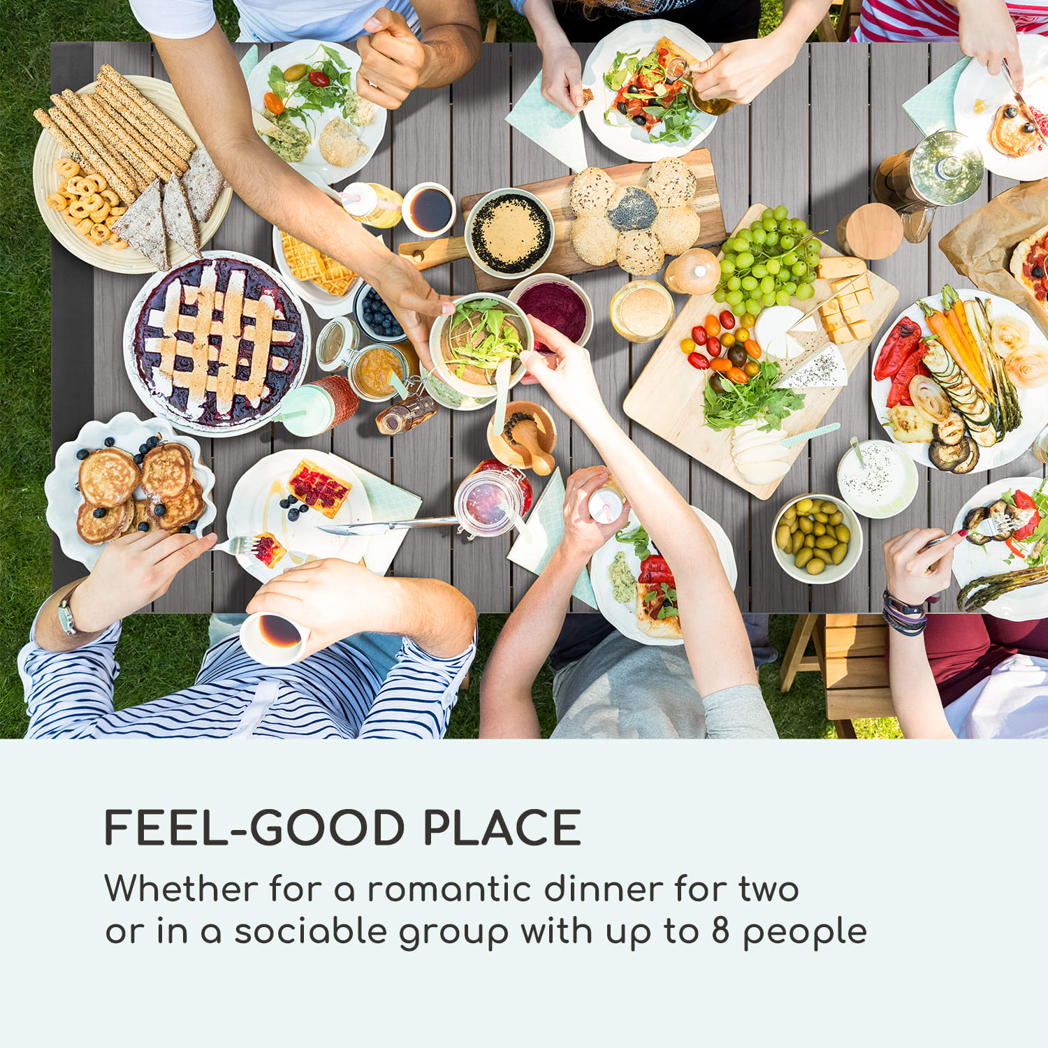 Blumfeldt Menorca Expand, záhradný stôl, 163 x 95 cm, antracitový – Obrázok 5