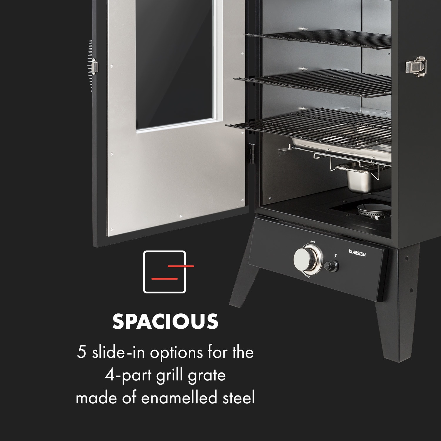 Klarstein Pasadena, plynový gril s udiarňou, 2,5 kW, 180°C – Obrázok 4