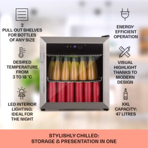 Klarstein Coachella 50 Smart, chladnička, 50 l, funkcia WiFi, podsvietenie, nehrdzavejúca oceľ.