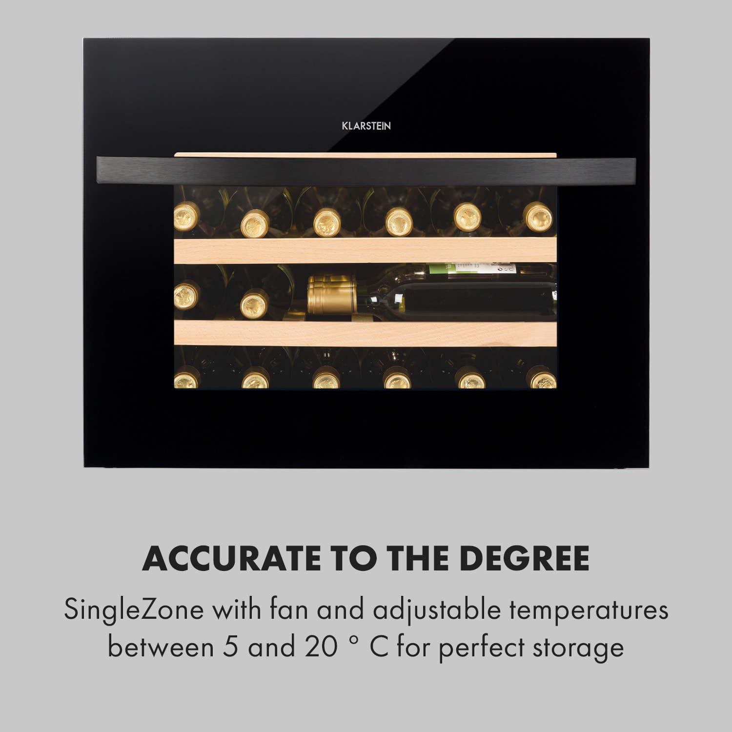 Klarstein Vinsider 24 Built-In Uno, vinotéka, 24 fliaš, energet. trieda G, 1 zóna – Obrázok 3