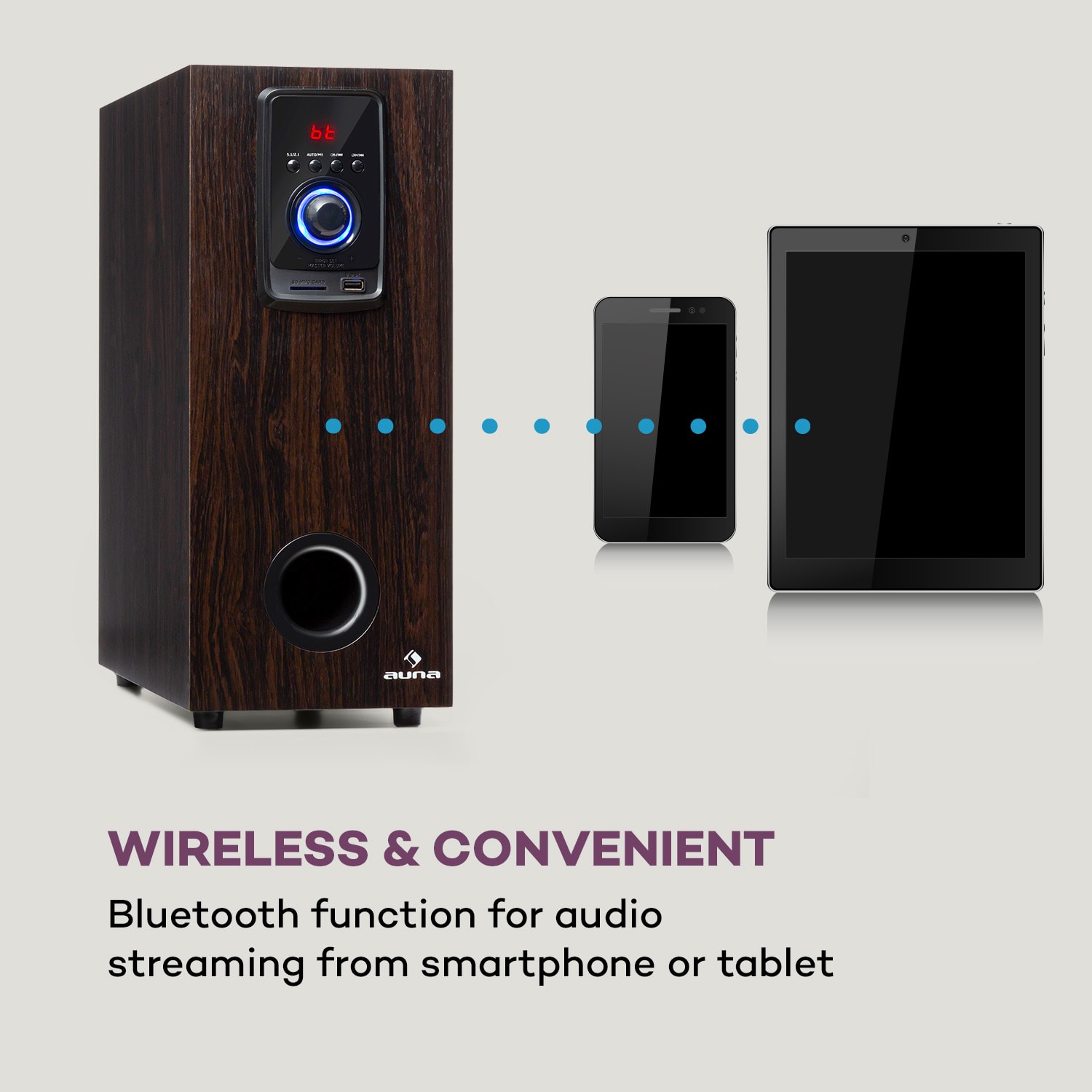 Auna Areal Elegance, 5.1-kanálový systém, 190 W, RMS, BT, USB, SD, AUX – Obrázok 2