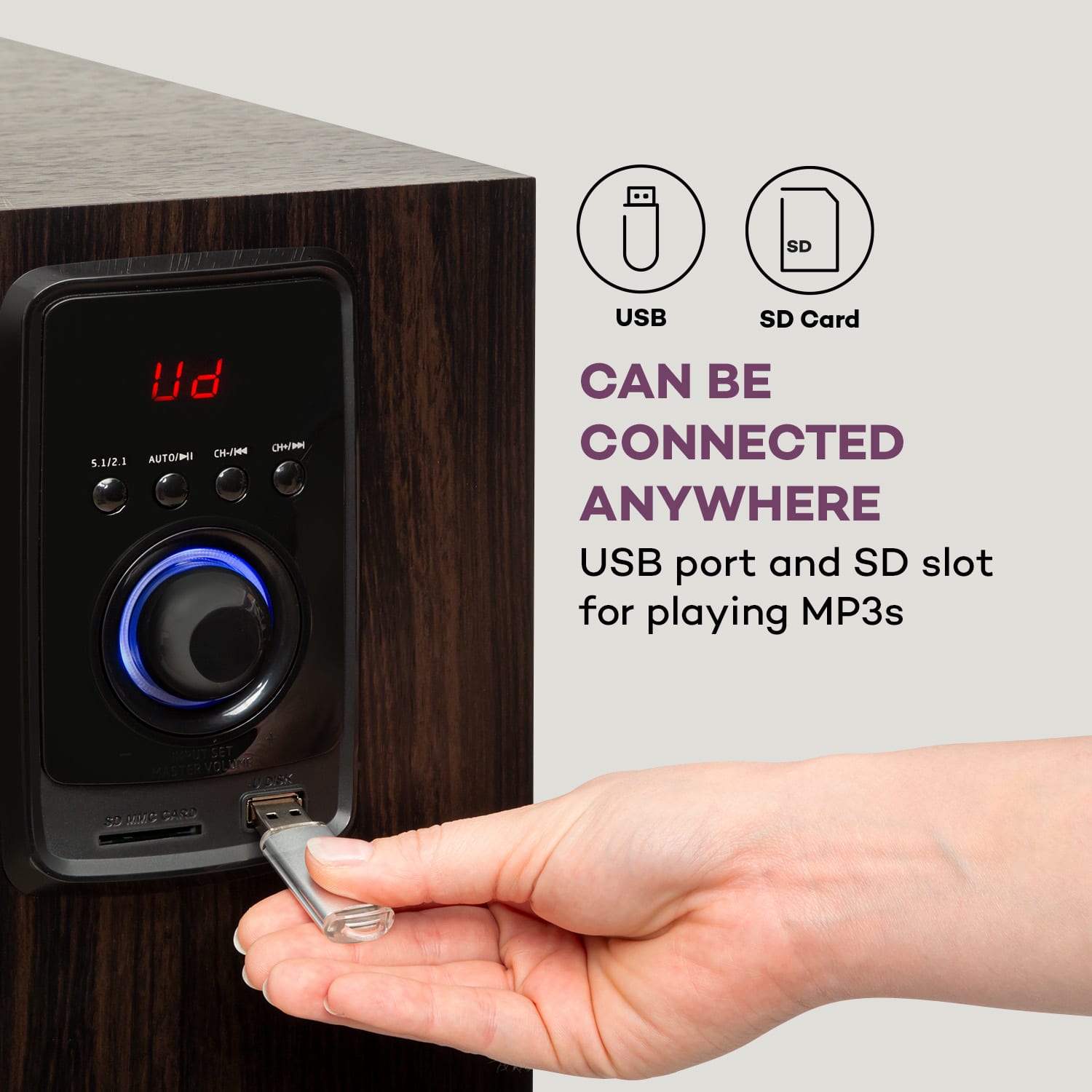 Auna Areal Elegance, 5.1-kanálový systém, 190 W, RMS, BT, USB, SD, AUX – Obrázok 5