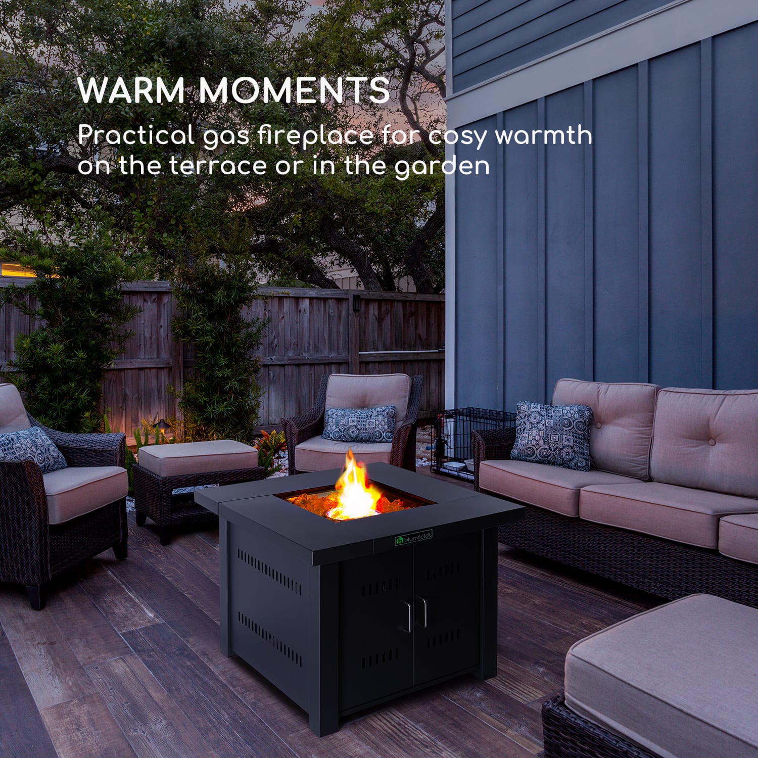 Blumfeldt Sorrento, plynový ohrievač a stôl 2 v 1, 13 kW, elektrické zapaľovanie, sklenené kamene, oceľ