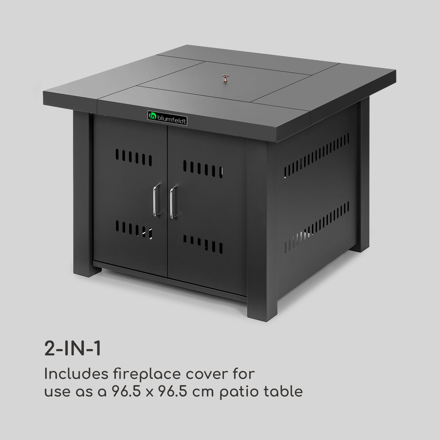Blumfeldt Sorrento, plynový ohrievač a stôl 2 v 1, 13 kW, elektrické zapaľovanie, sklenené kamene, oceľ – Obrázok 3