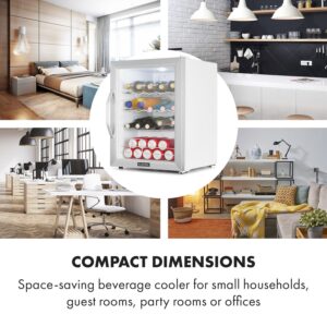 Klarstein Beersafe XL Crystal White, chladnička, energet. trieda D, 60 l, LED, sklenené dvierka, biela/strieborná