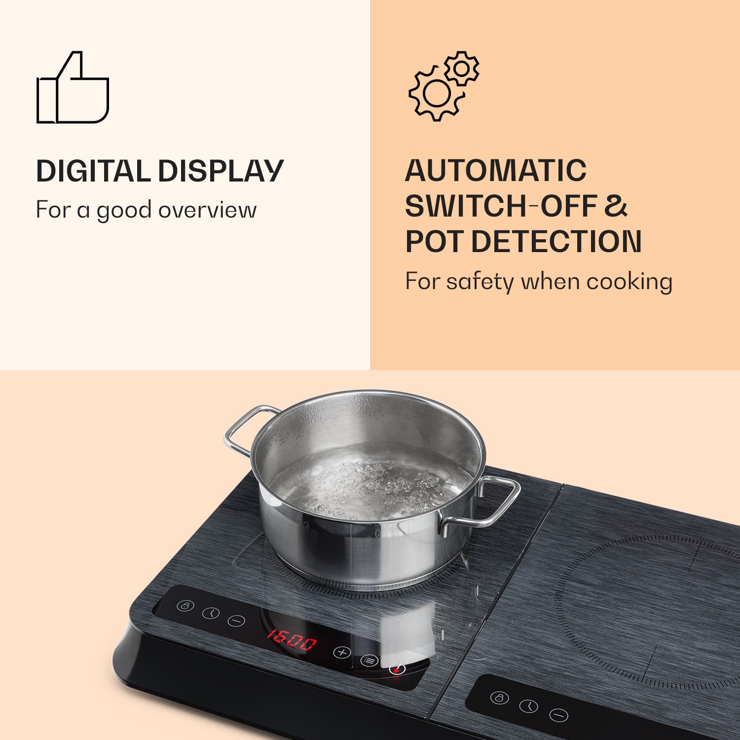 Klarstein InnoChef, indukčná varná doska, 3400 W, dotykové ovládanie, sklokeramika – Obrázok 5