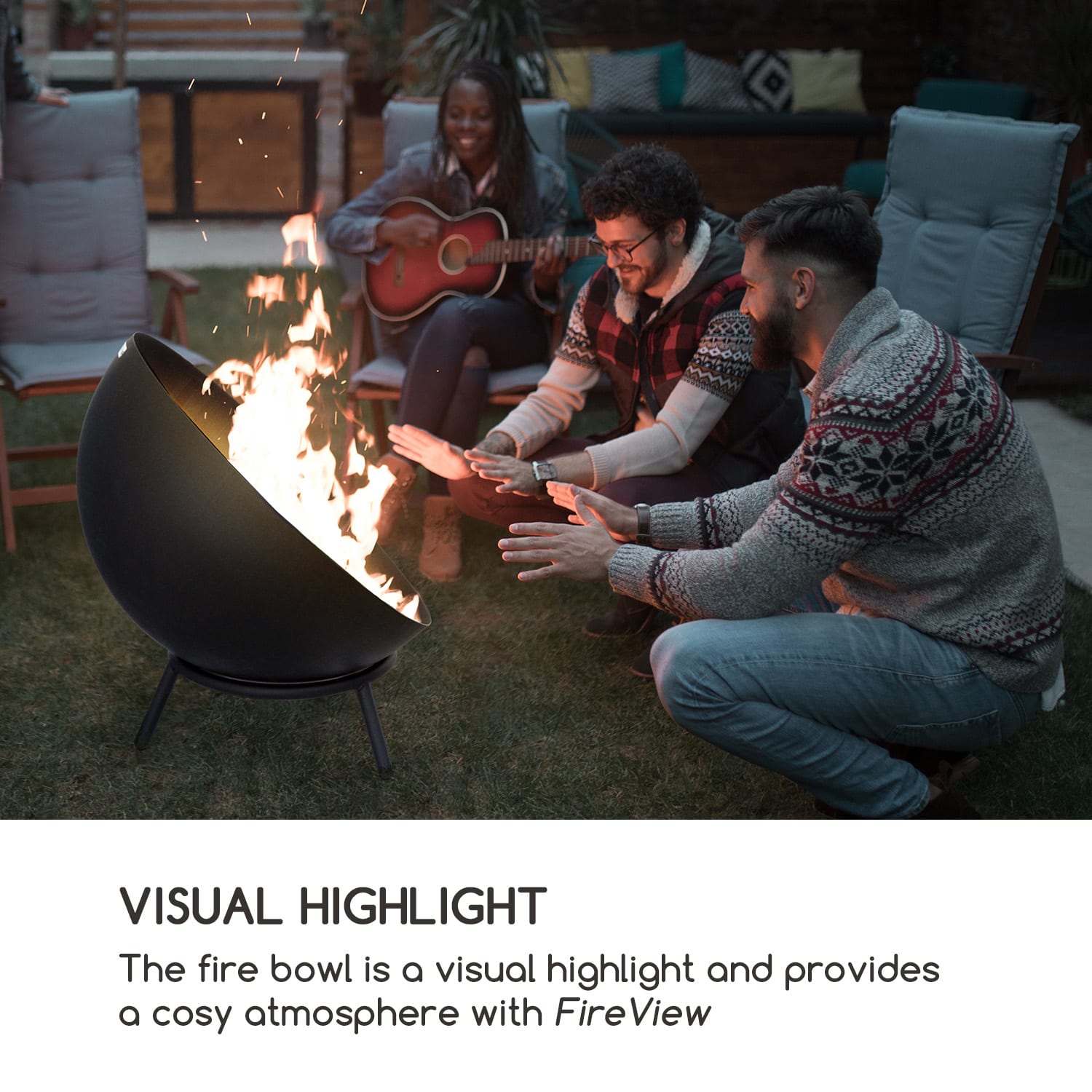 Blumfeldt Fireball, ohnisko, oceľ, sklopné, do záhrady alebo na terasu, Ø 66 cm – Obrázok 4