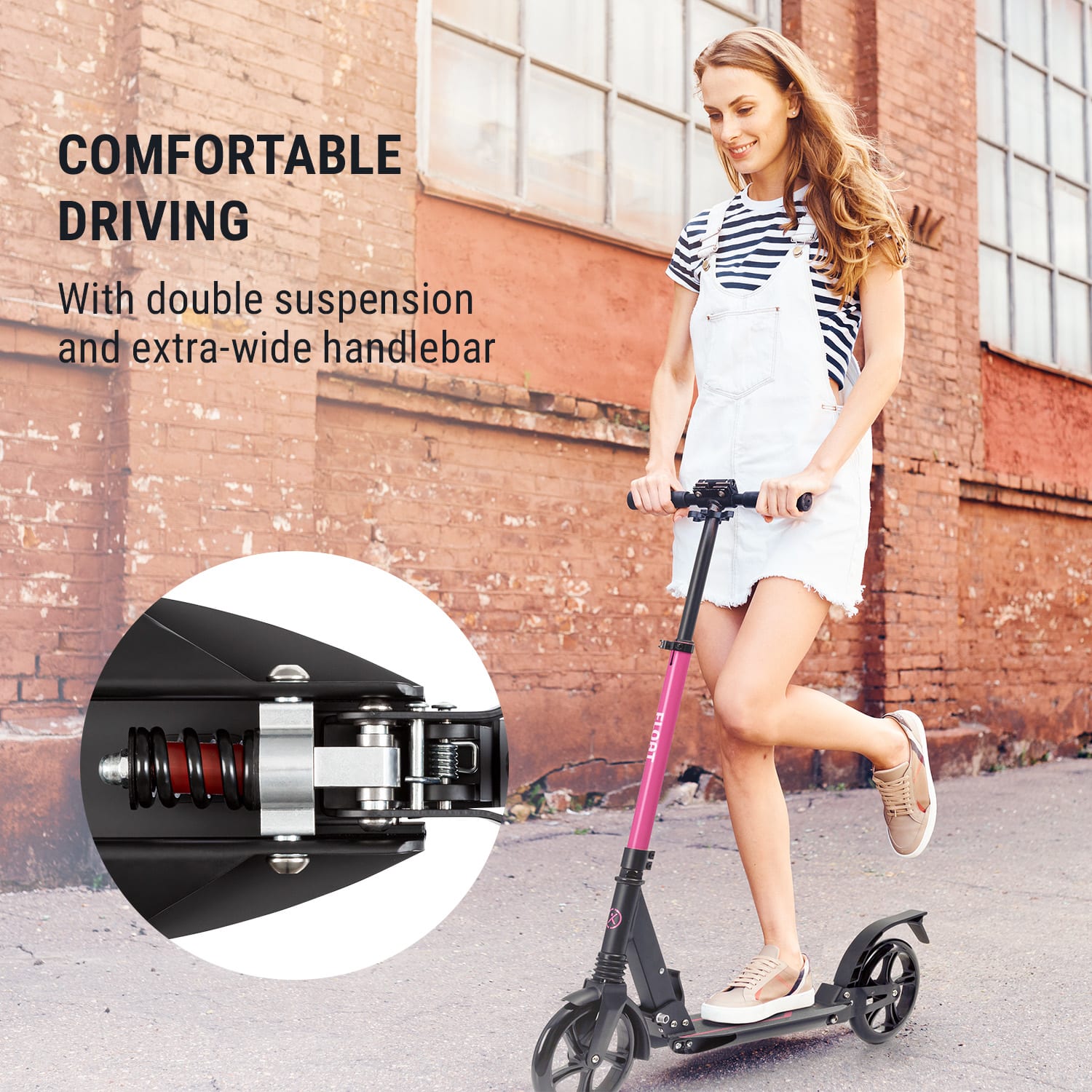 KLARFIT Float, kolobežka, 200 mm, PU kolesá, ABEC 7, rukoväte AS-soft grips, magenta