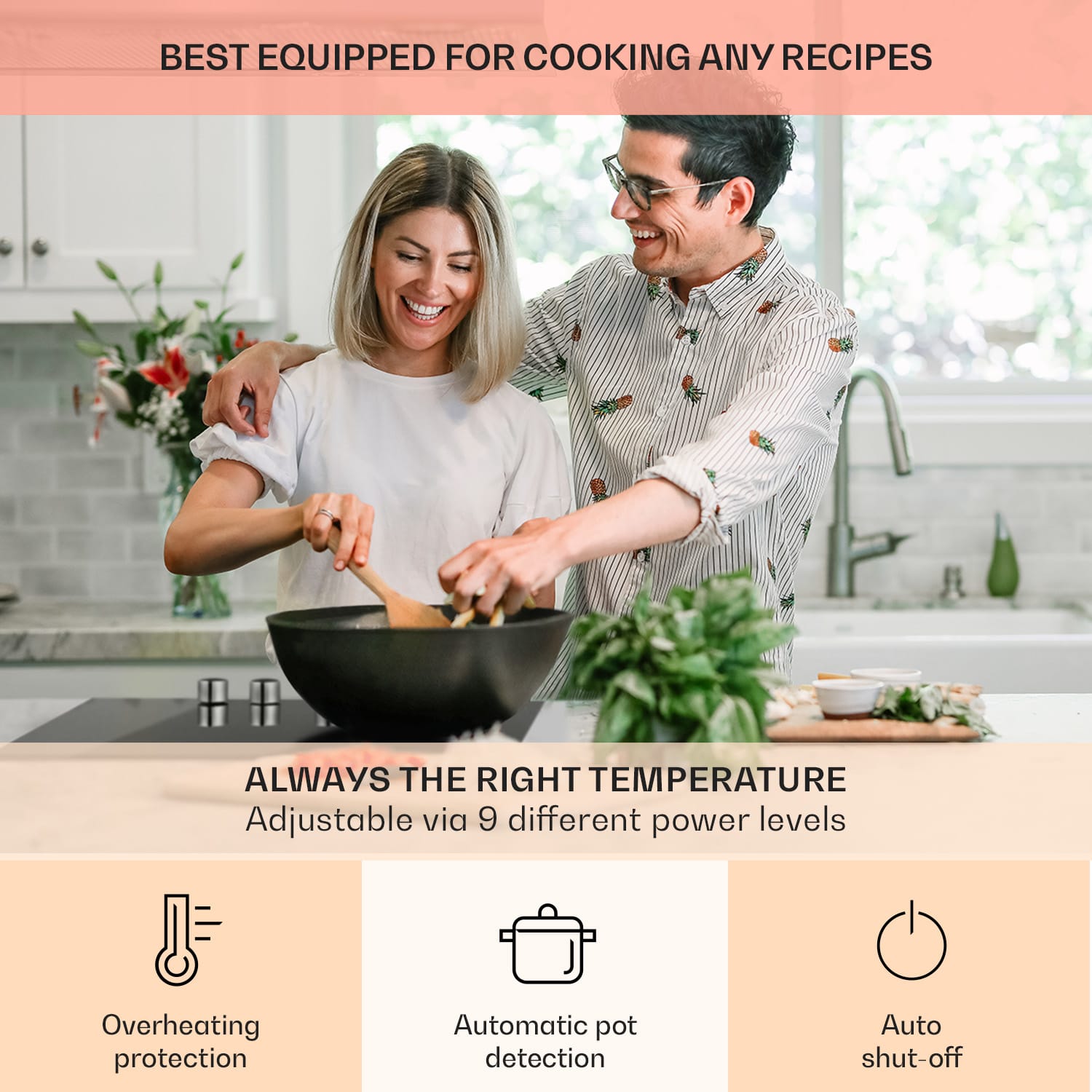 Klarstein Kochheld, indukčná varná doska, 6000 W, 4 zóny, otočné regulátory, sklo, čierna – Obrázok 4