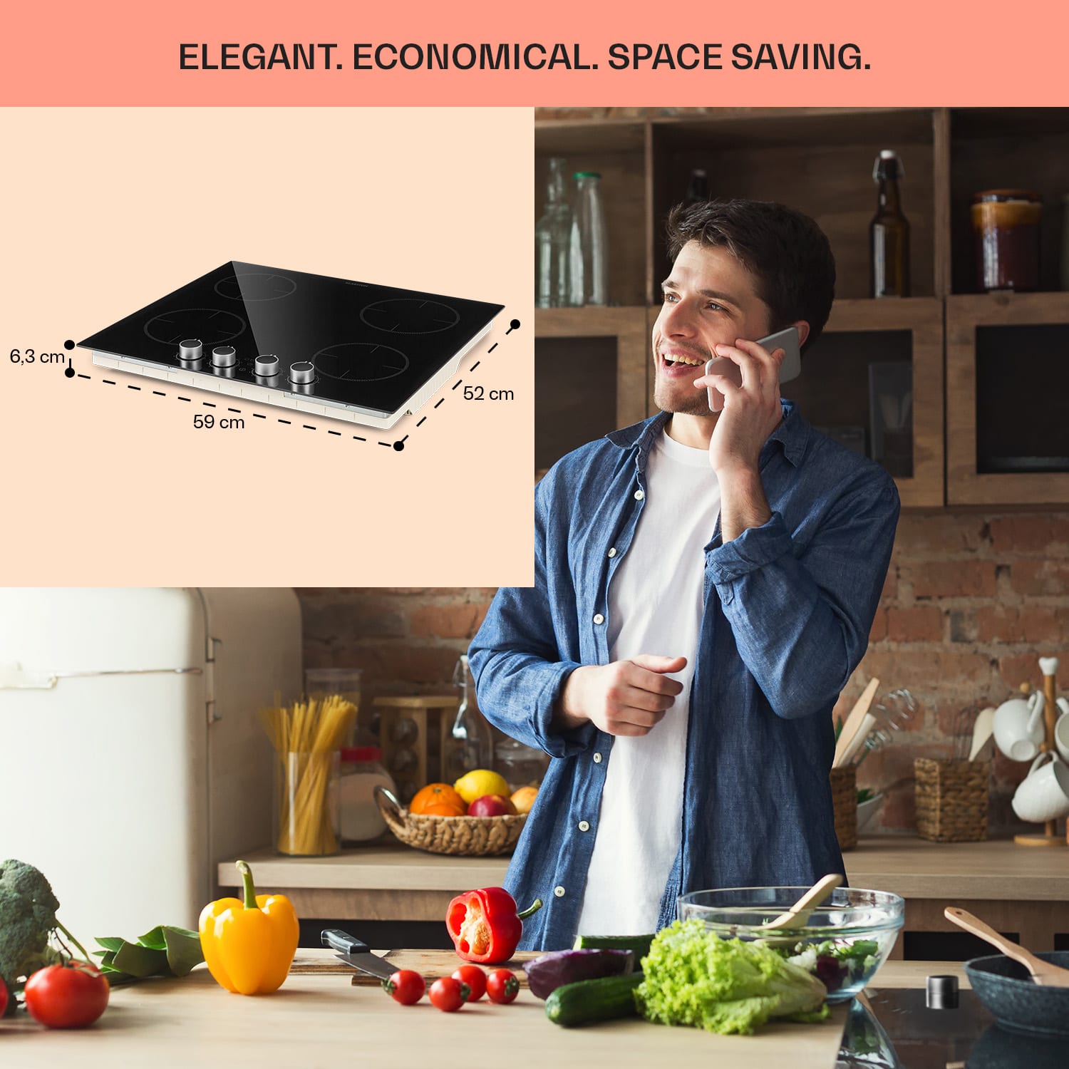 Klarstein Kochheld, indukčná varná doska, 6000 W, 4 zóny, otočné regulátory, sklo, čierna – Obrázok 5