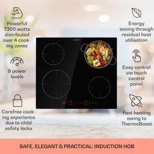 Klarstein Virtuosa EcoAdapt, indukčná varná doska, 7200 W, 4 zóny, sklo, čierna