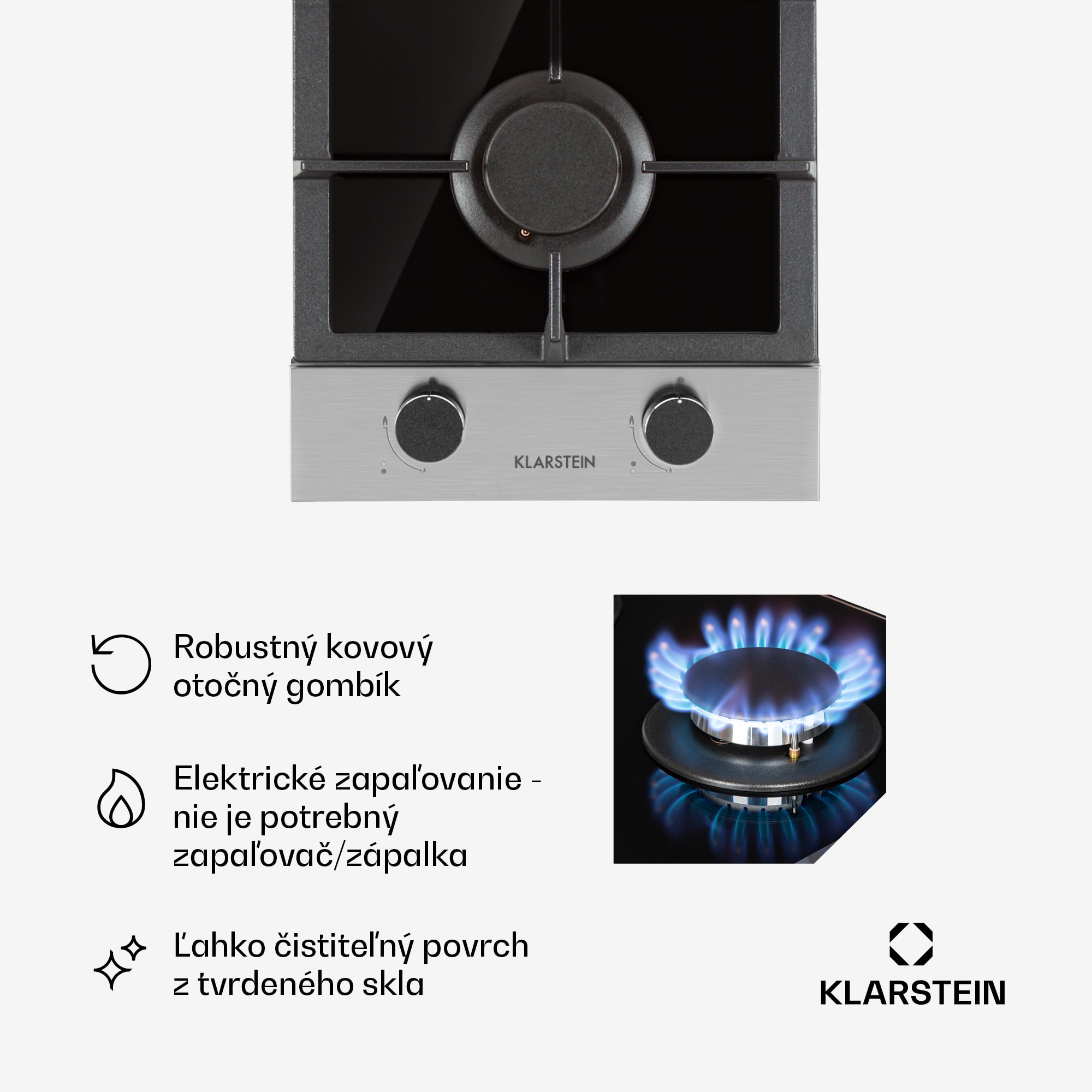 Klarstein Alchemist Domino, plynová varná doska, 2 hliníkové horáky, sklokeramika – Obrázok 4