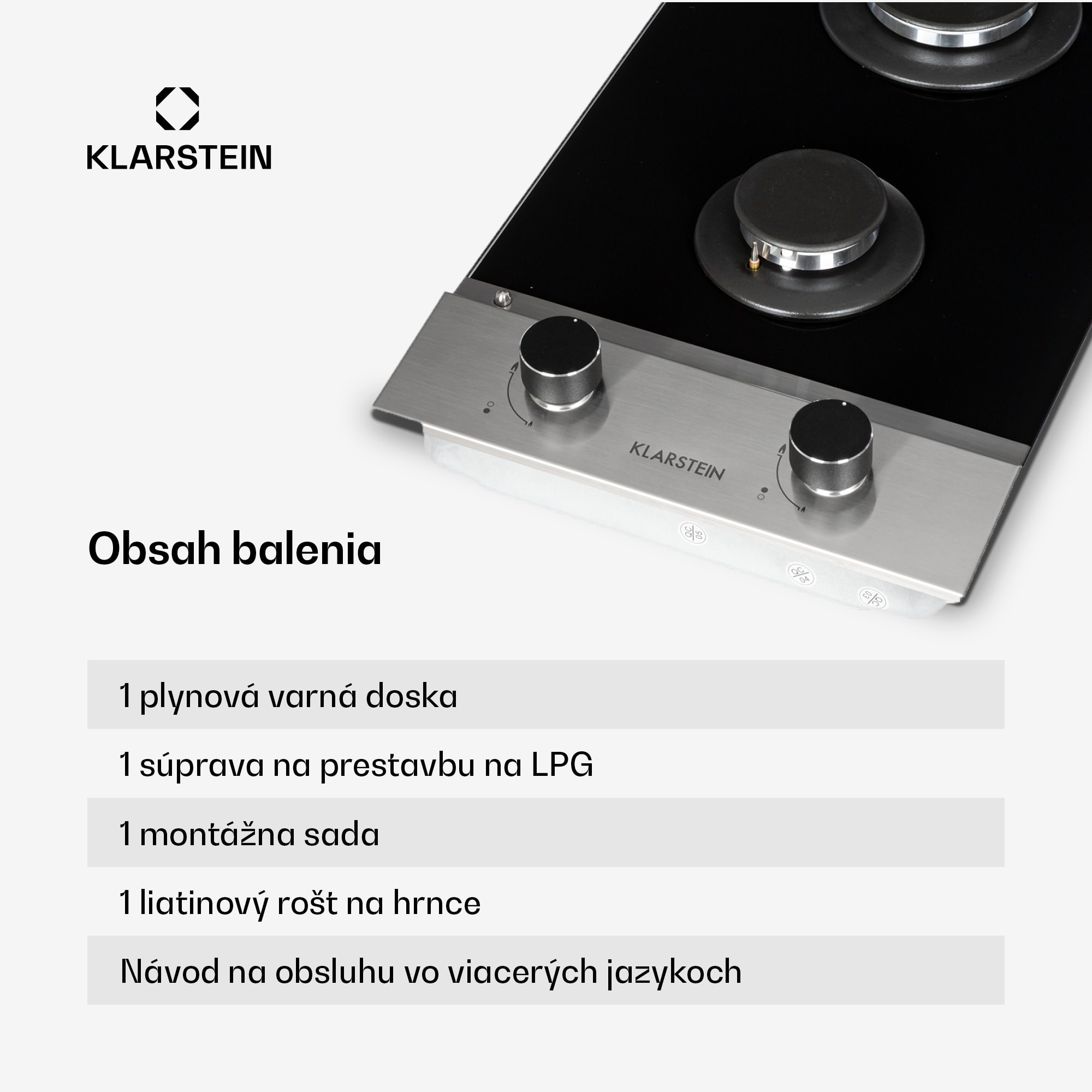 Klarstein Alchemist Domino, plynová varná doska, 2 hliníkové horáky, sklokeramika – Obrázok 5