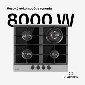 Klarstein Alchemist, plynová varná doska, 4 hliníkové horáky, sklokeramika, čierna