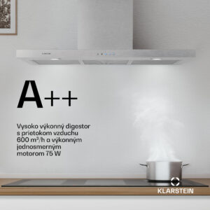 Klarstein Limelight, digestor, 90 cm, nástenný, 600 m³/h, strieborný