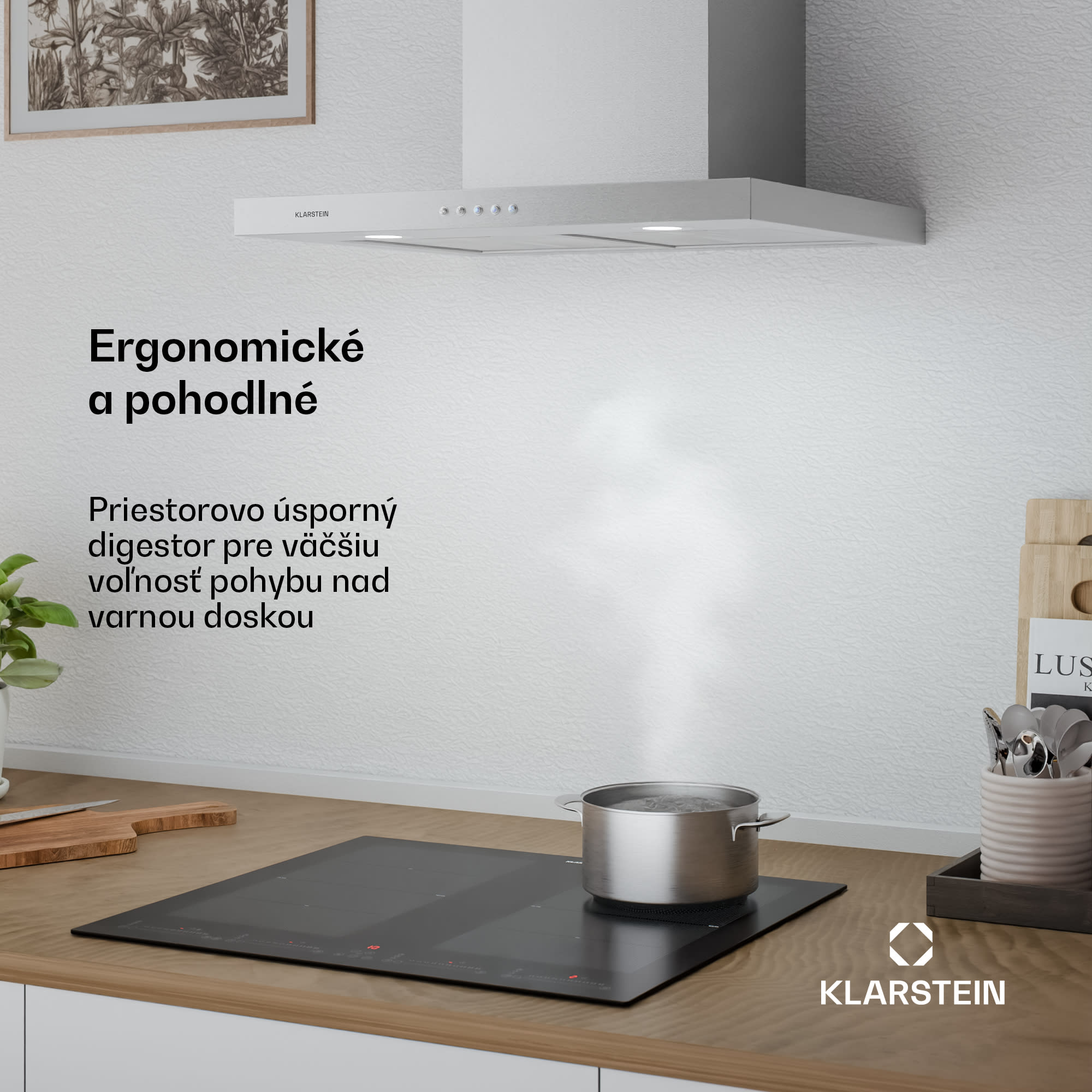 Klarstein Limelight, digestor, 60 cm, nástenný, 600 m³/h, strieborný – Obrázok 2