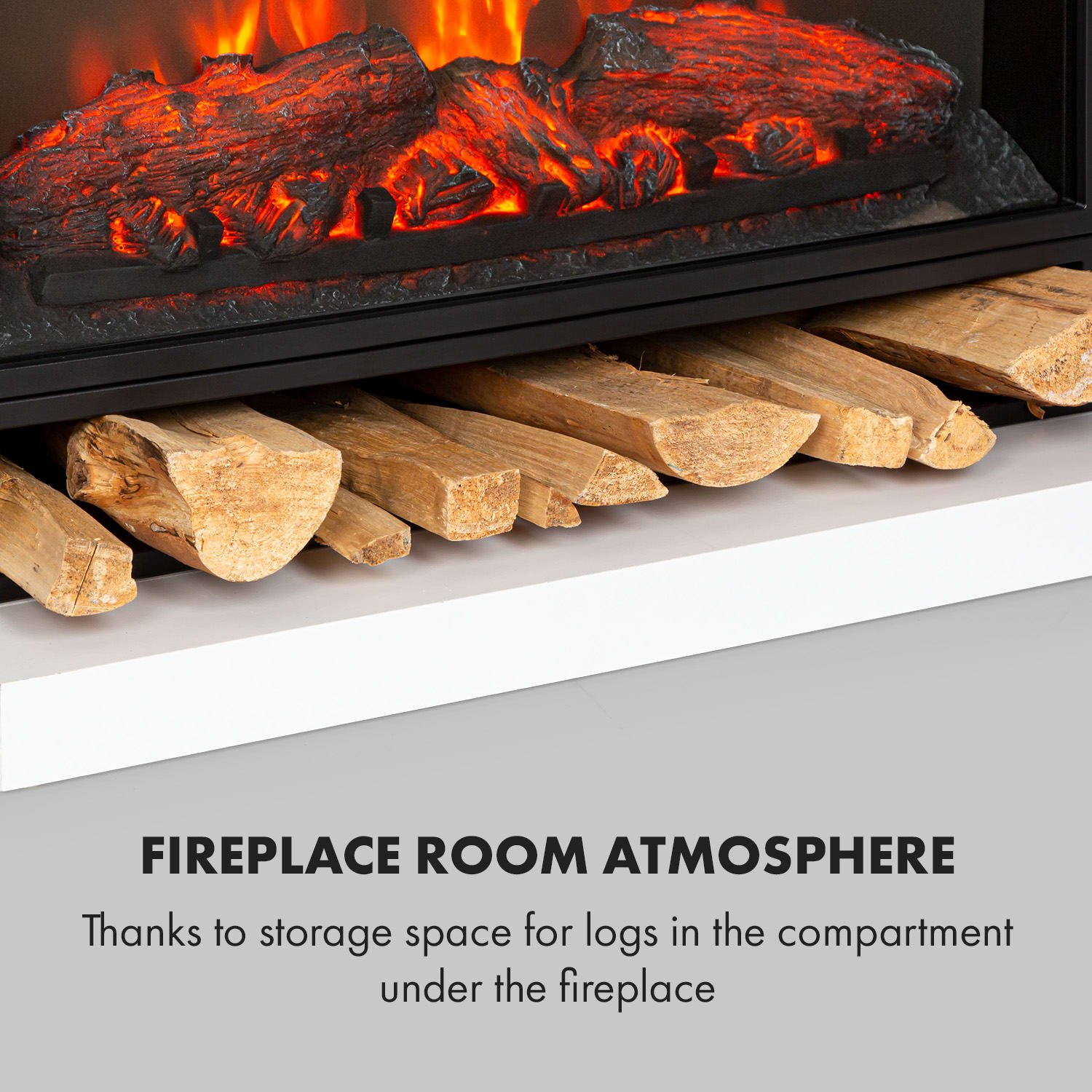 Klarstein Vulsini Nightfall, elektrický krb, 1900 W, LED technológia, diaľkové ovládanie, sivý – Obrázok 4