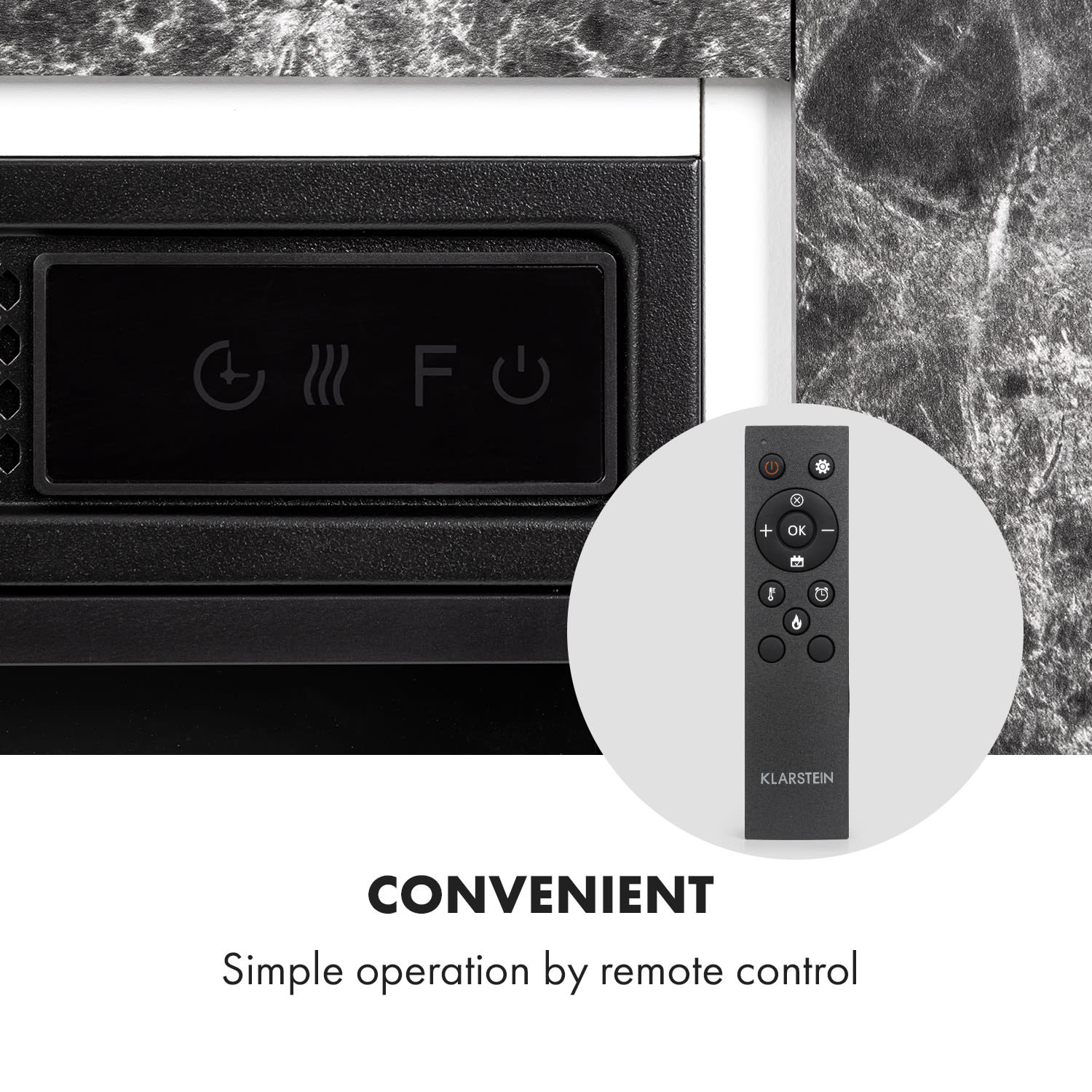 Klarstein Vulsini Nightfall, elektrický krb, 1900 W, LED technológia, diaľkové ovládanie, sivý – Obrázok 5