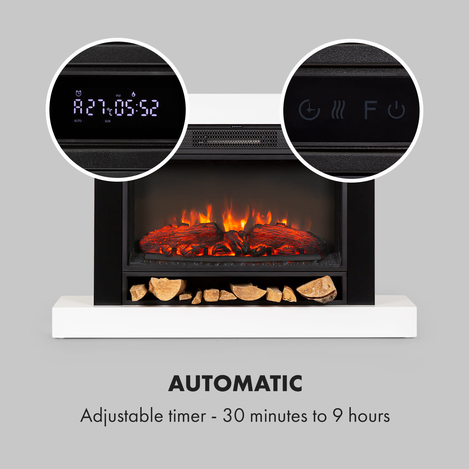Klarstein Vulsini Hideaway, elektrický krb, 1900 W, LED technológia, diaľkové ovládanie, biely – Obrázok 2