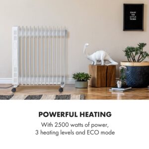 Klarstein Thermaxx Heatstream, olejový radiátor, 2500 W, 5-35 °C, 24-hod. časovač, biely