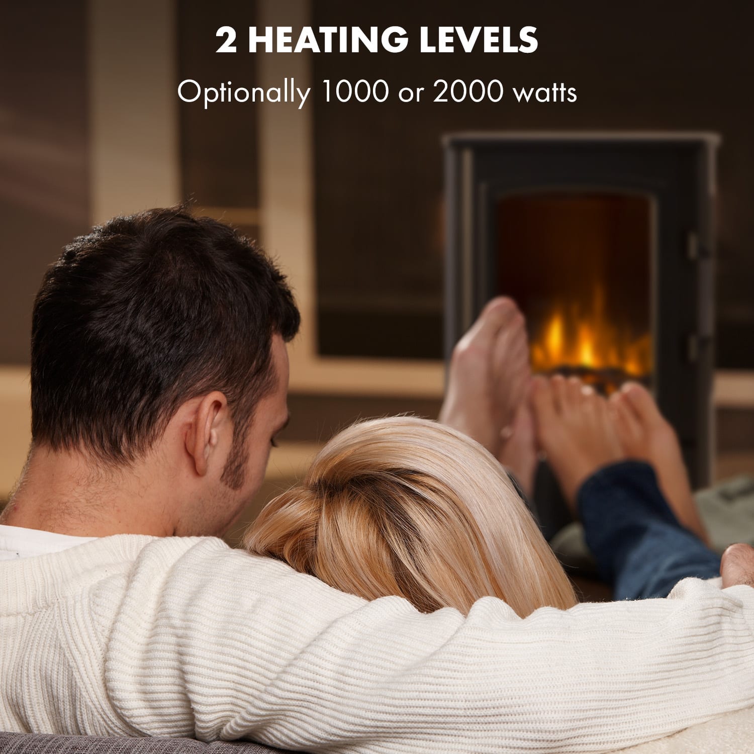 Klarstein Bormio Panorama, elektrický krb, 1000/2000 W, termostat, čierny – Obrázok 3