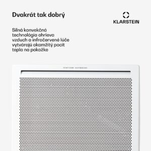Klarstein Hot Spot Slimcurve Double Wave, konvektor, ohrievač 2 v 1, 1000 W, týždenný časovač, biely